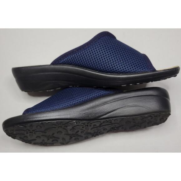 Fly Flot Navy Mesh Slide Sandals Made in Italy Anti-Shock Women's Sz 38 (US 7.5) - Picture 4 of 11
